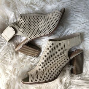 Spring open toe and heel beige heels